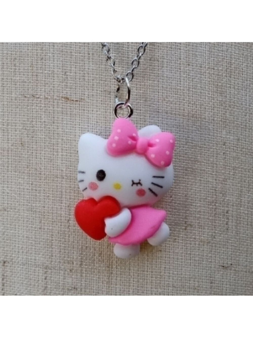 🆓 Free W/Purchase Sanrio Hello Kitty Heart Stainless Steel Resin Necklace